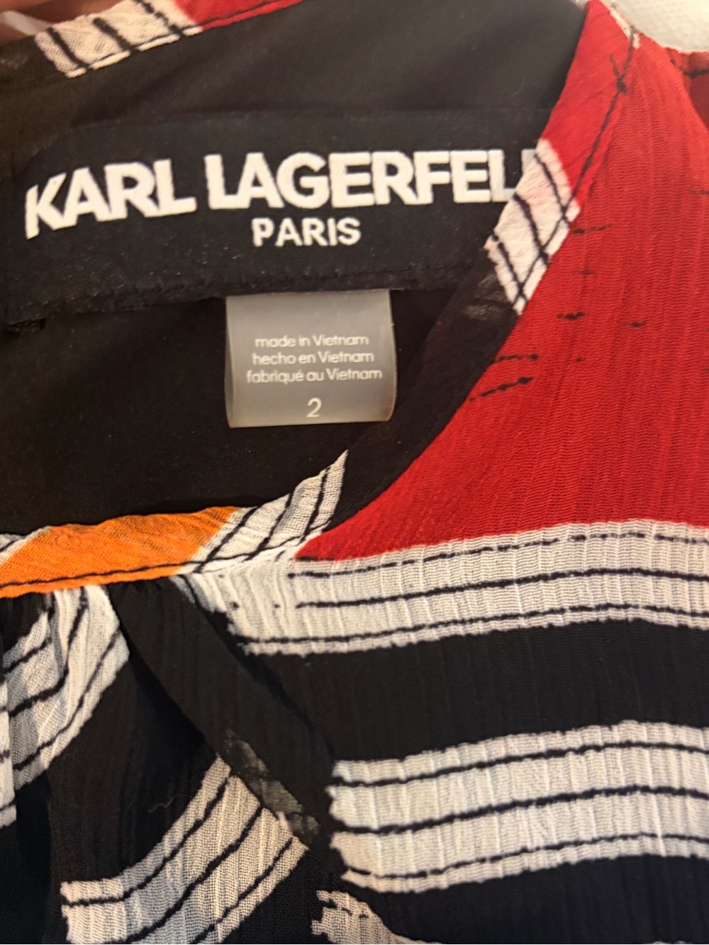 NWT Karl Lagerfeld Paris Abstract Geometric Chiffon Dress Maxi Midi, MSRP $158 - Picture 6 of 12